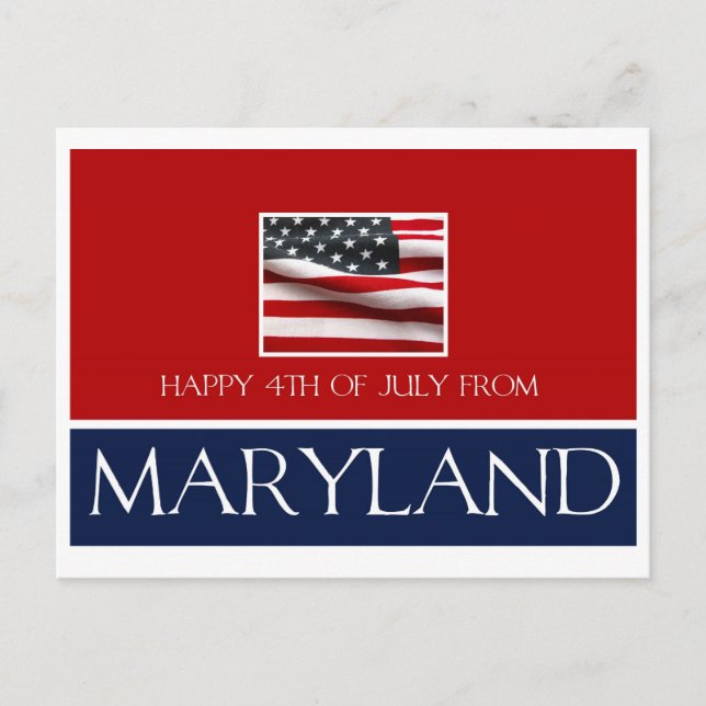 happy 4th of July from Maryland Postcard (Front)