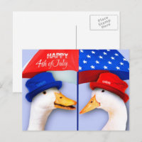 Happy 4th of July. Funny Patriotic Ducks 