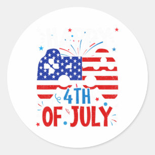 Happy 4th Of July Gaming Patriotic American Flag K Classic Round Sticker