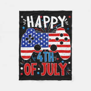 Happy 4th Of July Gaming Patriotic American Flag K Fleece Blanket