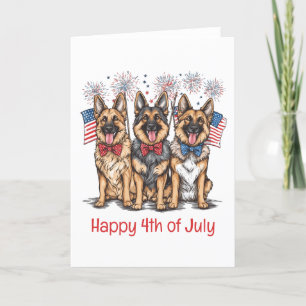 Happy 4th Of July German Shepherd Dogs Holiday Card