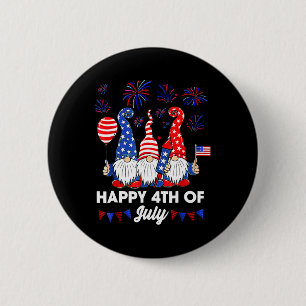Happy 4th Of July Gnomes 6 Cm Round Badge