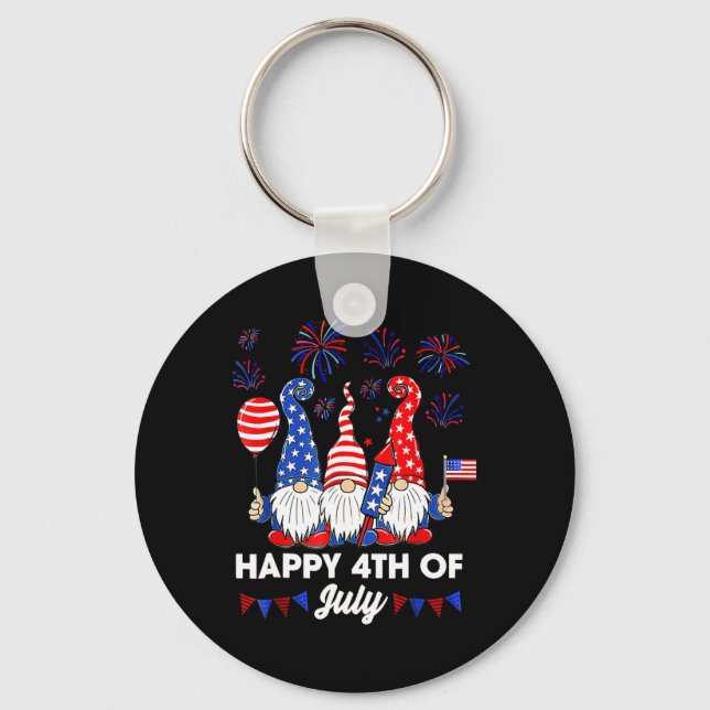 Happy 4th Of July Gnomes  Key Ring (Front)
