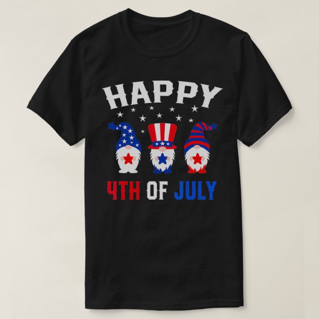 Happy 4th of July Gnomes Patriotic American Flag C T-Shirt (Design Front)