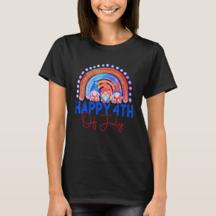 Happy 4th of July Gnomes Rainbow Patriotic America T-Shirt