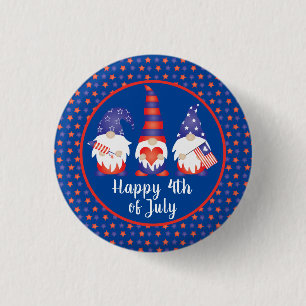 Happy 4th of July Gnomes Red White Blue 3 Cm Round Badge