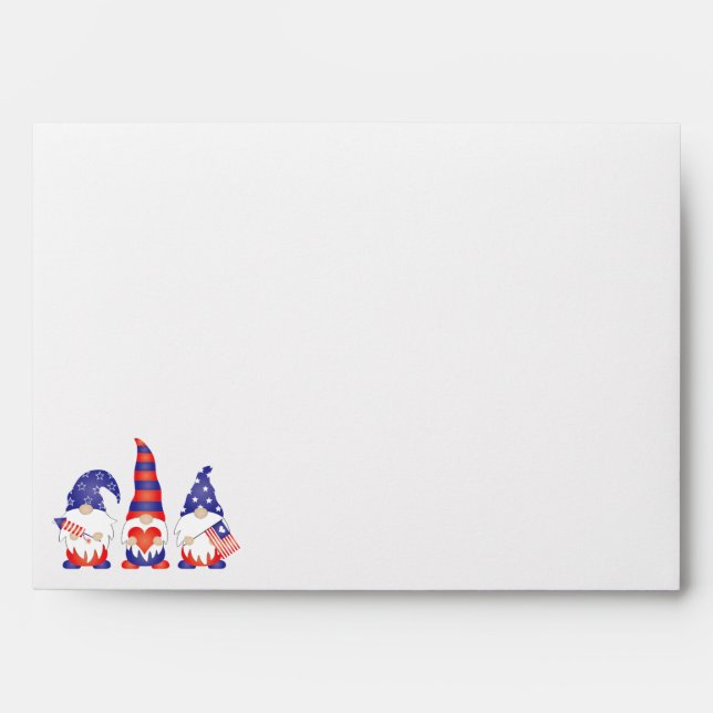 Happy 4th of July Gnomes Red White Blue Envelope (Front)