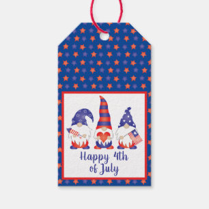 Happy 4th of July Gnomes Red White Blue Gift Tags