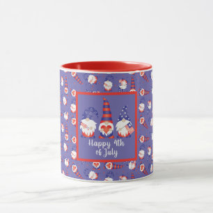 Happy 4th of July Gnomes Red White Blue Mug
