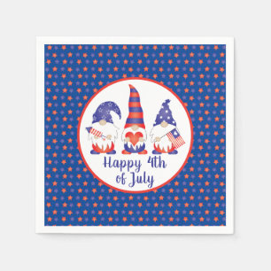 Happy 4th of July Gnomes Red White Blue Napkin