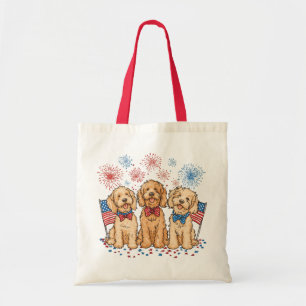 Happy 4th Of July Goldendoodle Dogs Fireworks Tote Bag