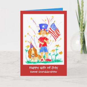 Happy 4th of July Granddaughter Custom Card