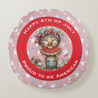 Happy 4th of July Grandma Round Cushion