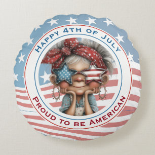 Happy 4th of July Grandma Round Cushion