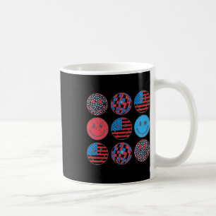 Happy 4th Of July Groovy Smile Face Red White Blue Coffee Mug