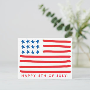 Happy 4th of July   Hand Drawn American Flag Postcard