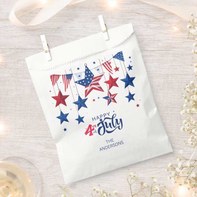 Happy 4th of July Hanging Stars ID1103 Favour Bags (Clipped)