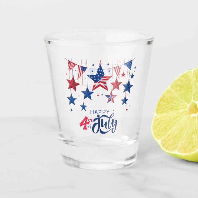 Happy 4th of July Hanging Stars ID1103 Shot Glass (Front)