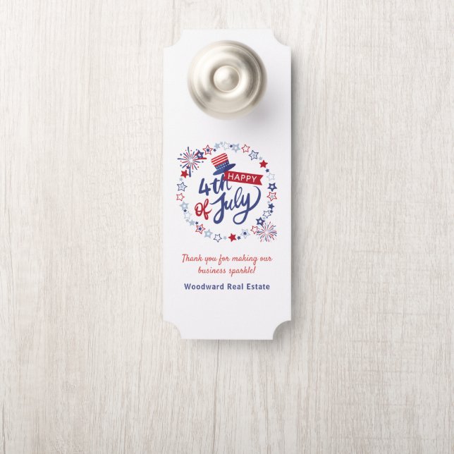 Happy 4th of July Hello Summer | Real Estate  Door Hanger (On Knob)