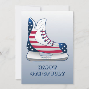 Happy 4th of July Hockey Skates Holiday Card