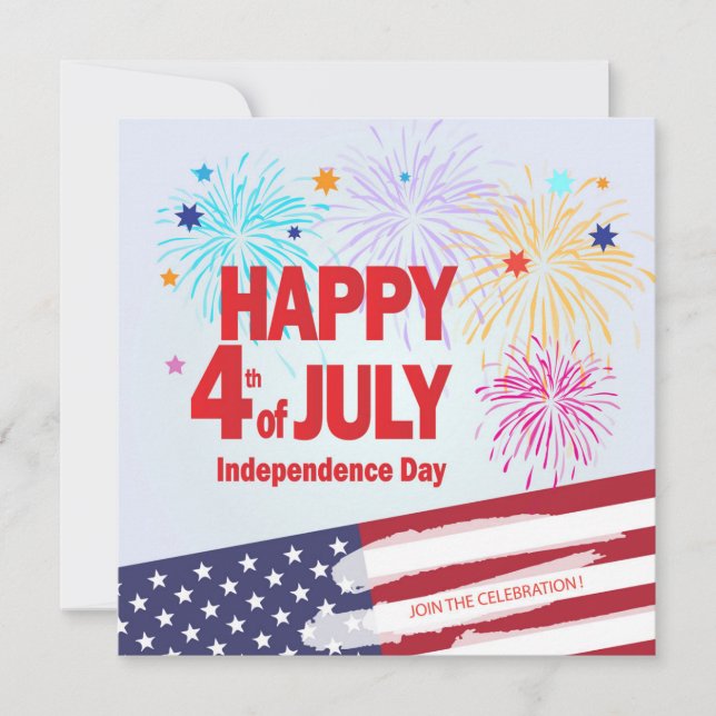 Happy 4th of July Holiday Independence Personalise Invitation (Front)