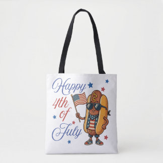 Happy 4th of July Hotdog Tote Bag