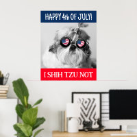 Happy 4th of July i shih tzu not dog USA flag Wall