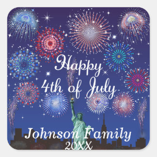 Happy 4th of July in New York Square Sticker