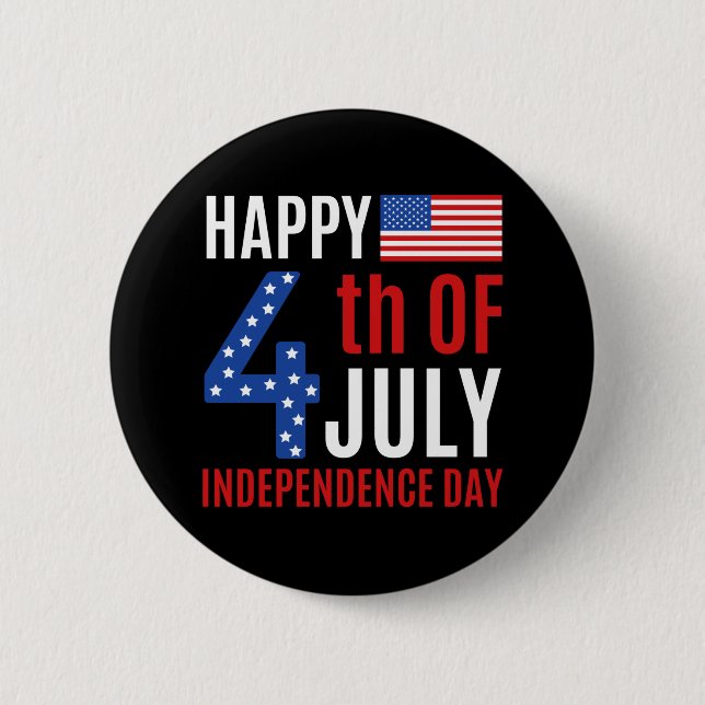 Happy 4th Of July Independence Day 6 Cm Round Badge (Front)