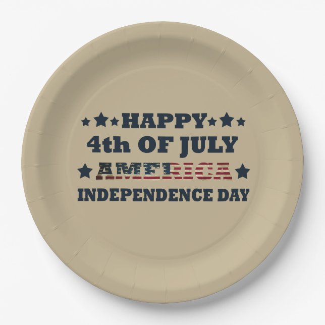 Happy 4th of july independence day America Paper Plate (Front)