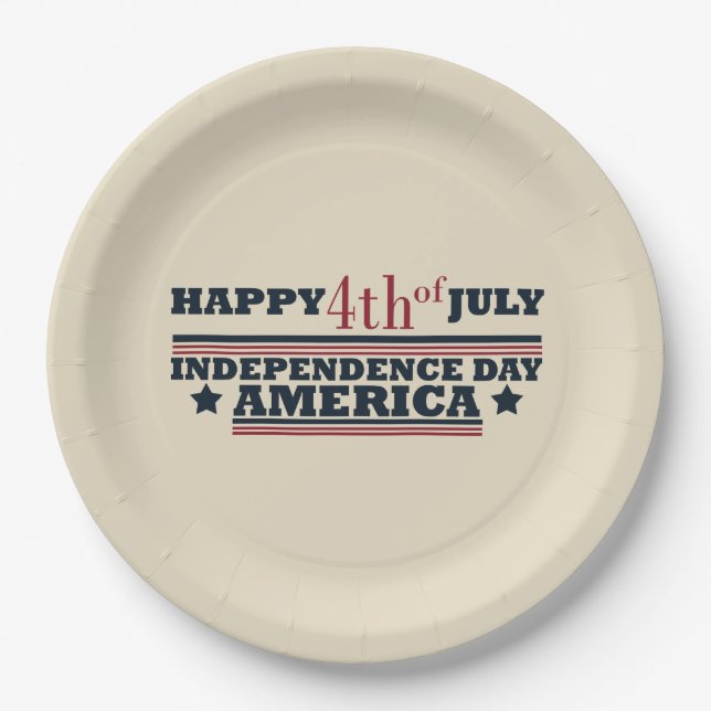 Happy 4th of july independence day America Paper Plate (Front)