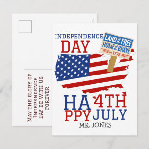 Happy 4th of July Independence Day America Party Holiday Postcard