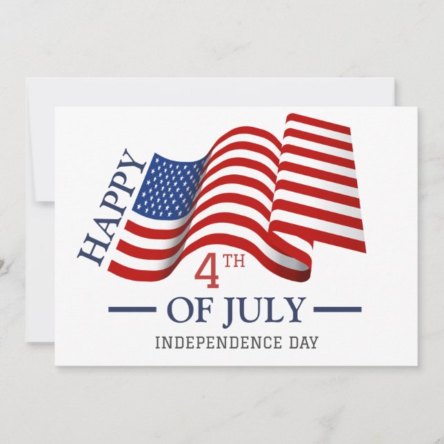 Happy 4th of July Independence Day American Flag Holiday Card (Front)