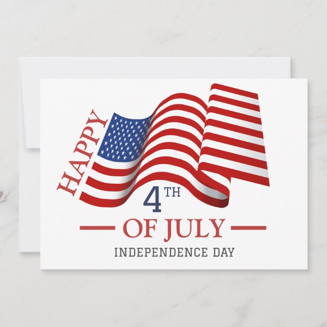 Happy 4th of July Independence Day American Flag Holiday Card (Front)
