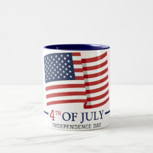 Happy 4th of July Independence Day American Flag Two-Tone Coffee Mug