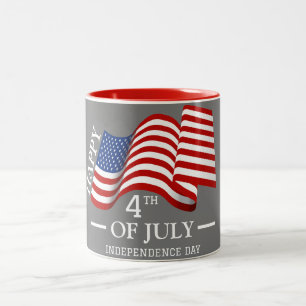 Happy 4th of July Independence Day American Flag Two-Tone Coffee Mug
