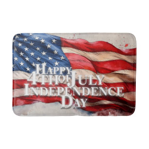 Happy 4th of July - Independence Day Bath Mat