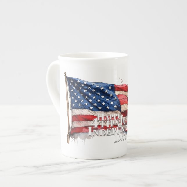 Happy 4th of July - Independence Day Bone China Mug (Front Left)