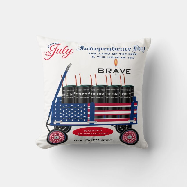 Happy 4th of July Independence Day Funny Gift Cushion (Front)