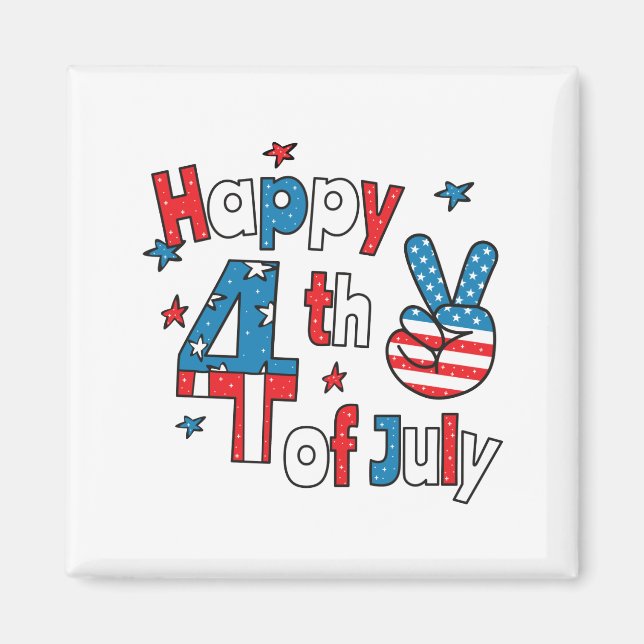 Happy 4th of July Independence Day Magnet (Front)