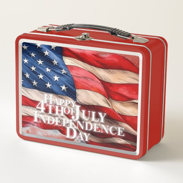 Happy 4th of July - Independence Day Metal Lunch Box (Front)
