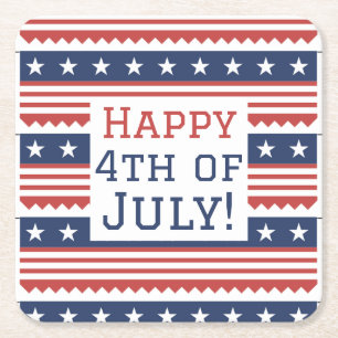 Happy 4th of July Independence Day party Square Paper Coaster