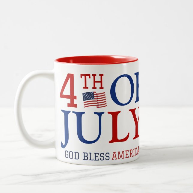 Happy 4th of July Independence Day party  Two-Tone Coffee Mug (Left)