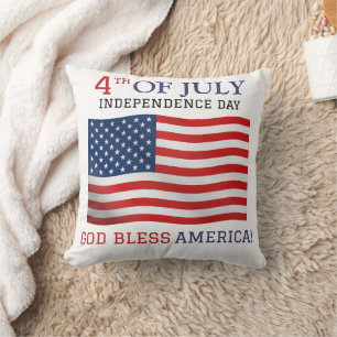 Happy 4th of July Independence Day Red White Blue Cushion