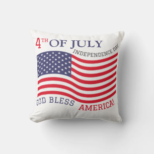 Happy 4th of July Independence Day Red White Blue Cushion