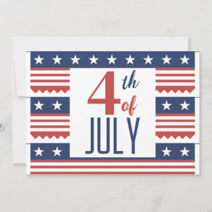 Happy 4th of July Independence Day red white blue Holiday Card