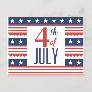 Happy 4th of July Independence Day red white blue Postcard