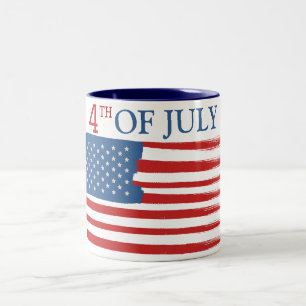 Happy 4th of July Independence Day Red White Blue Two-Tone Coffee Mug
