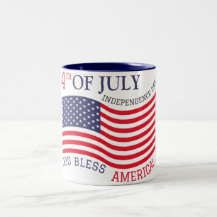 Happy 4th of July Independence Day Red White Blue Two-Tone Coffee Mug