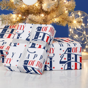 Happy 4th of July Independence Day Text Design Wrapping Paper